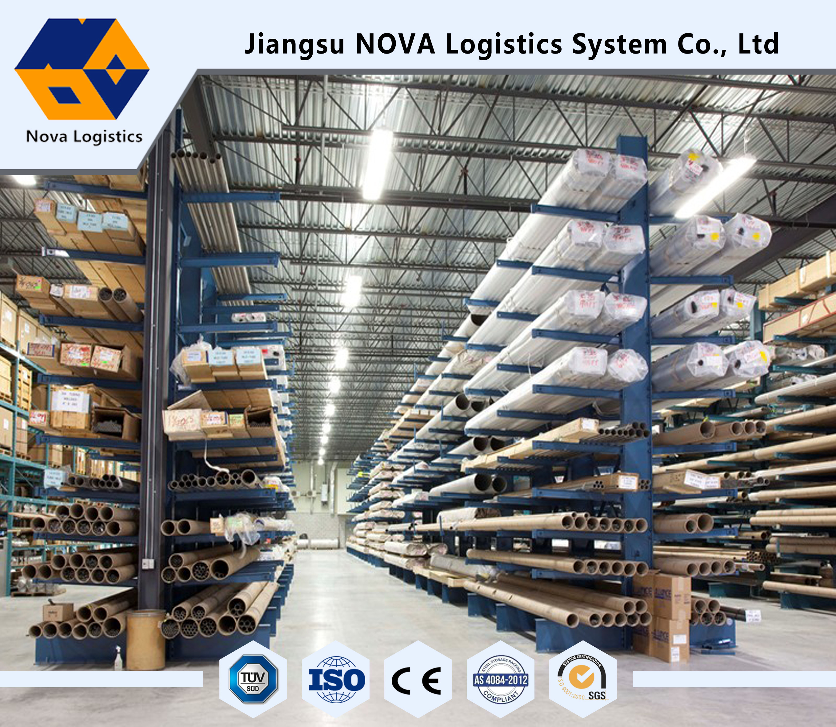 NOVA Cantilever Warehouse Storage Rack 75mm Adjustable With 500 Kg Per Arm