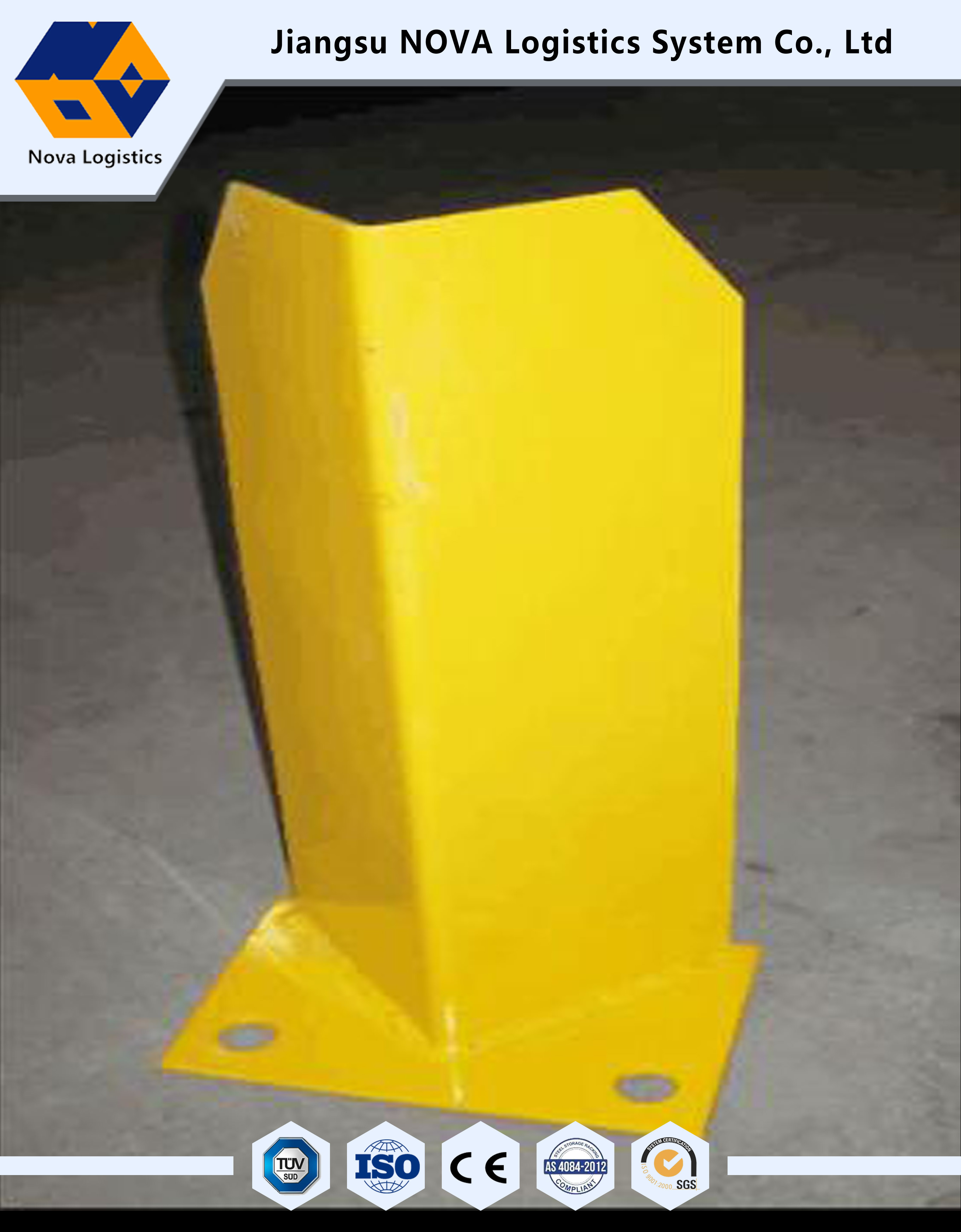 Yellow Rack Spare Parts Customized Metal Steel Post Protectors For Cantilever Storage Racks
