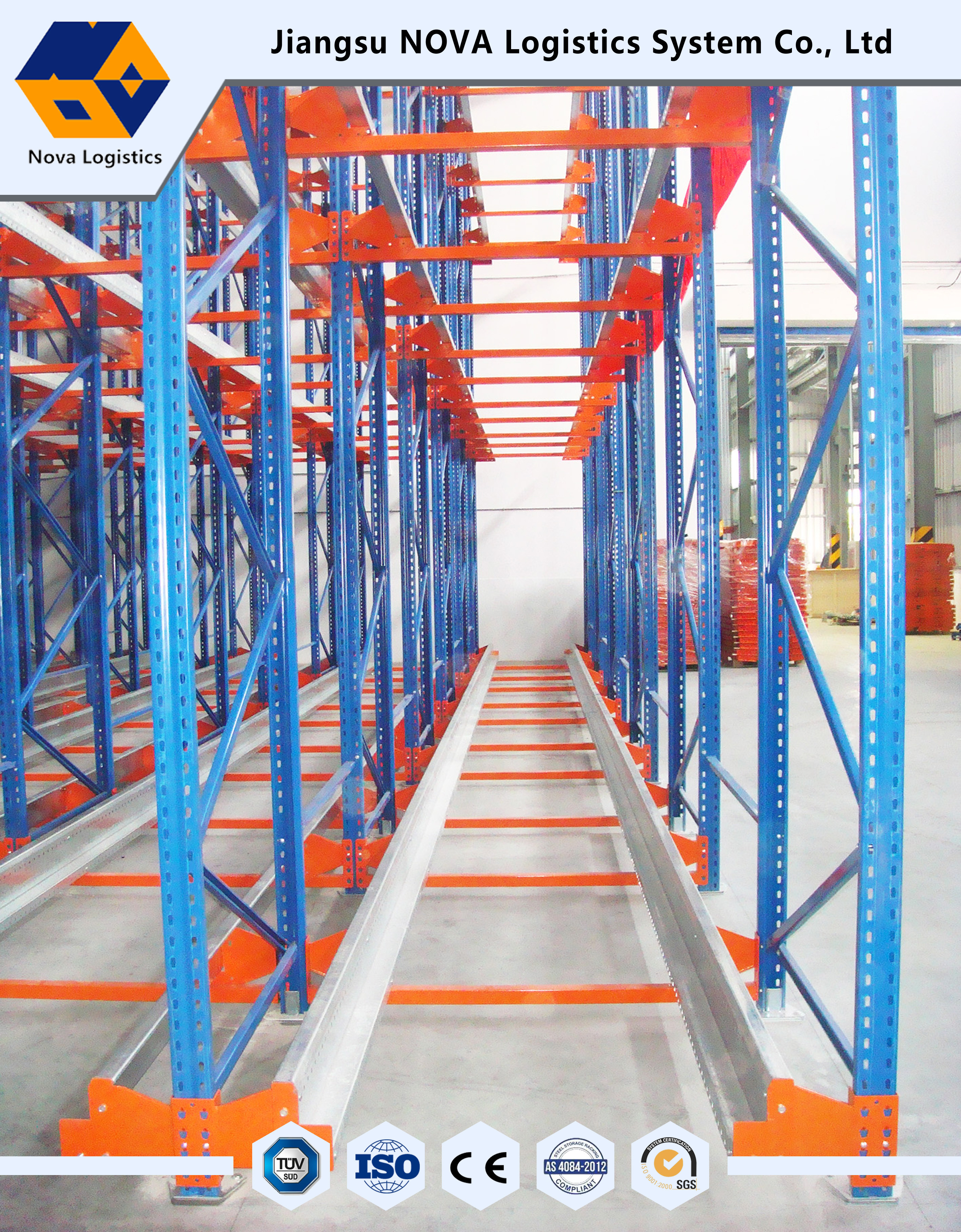 High Density Warehouse Shuttle Pallet Racking with Durable Steel , Blue Red
